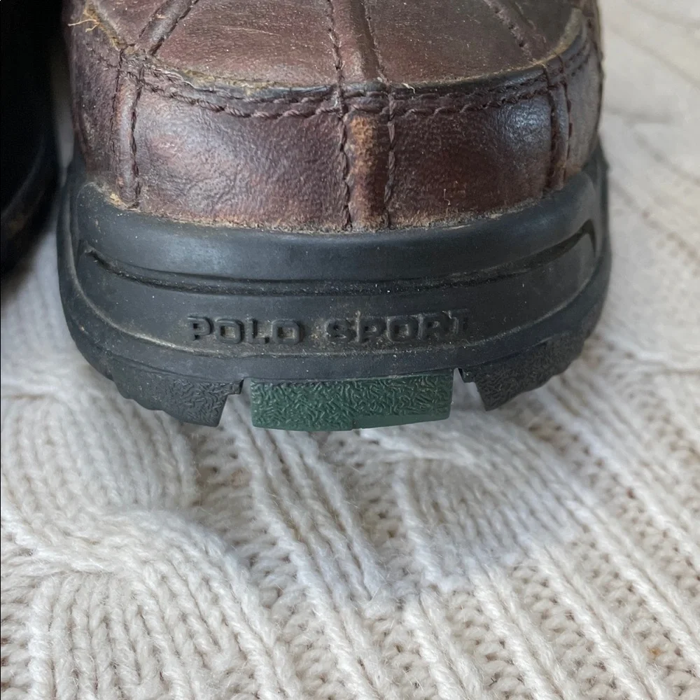 Ralph Lauren Polo Sport Dover III Duck Ankle Boots Two-Tone Brown Leather 7B